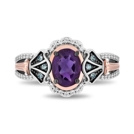 Collector's Edition Enchanted Disney The Little Mermaid Multi-Gemstone and Diamond Ariel Ring in Sterling Silver