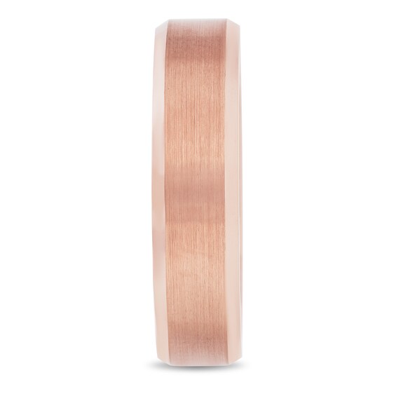 6.0mm Satin Center Beveled Edge Band Rose Ion-Plated Tungsten
