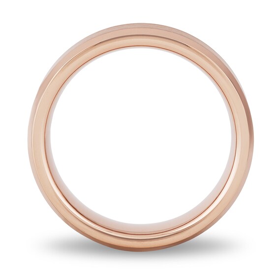 6.0mm Satin Center Beveled Edge Band Rose Ion-Plated Tungsten