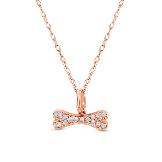 1/6 CT. T.w. Diamond Dog Bone Pendant in Sterling Silver with 14K Rose Gold Plate
