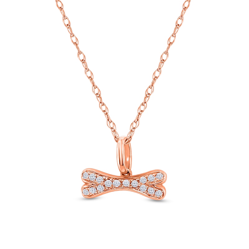 Main Image 1 of 1/6 CT. T.W. Diamond Dog Bone Pendant in Sterling Silver with 14K Rose Gold Plate