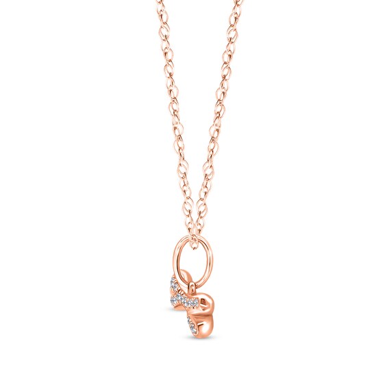 1/6 CT. T.w. Diamond Dog Bone Pendant in Sterling Silver with 14K Rose Gold Plate