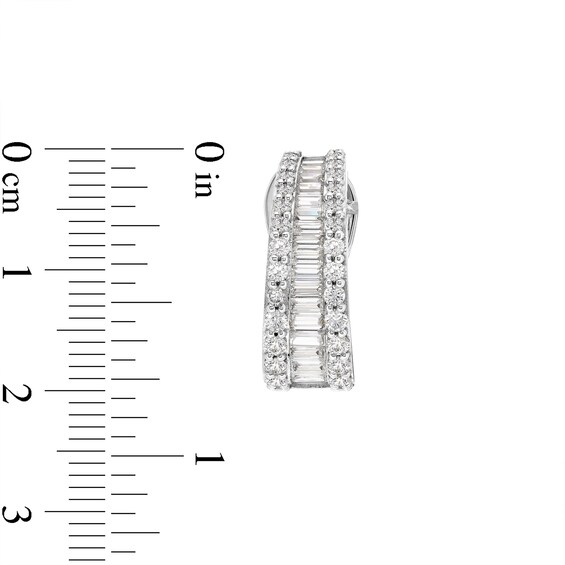 2 CT. T.w. Certified Baguette Lab-Grown Diamond Graduating Hoop Earrings in 14K White Gold (F/Si2)
