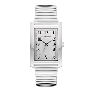 Men's Caravelle by Bulova Silver-Tone Expansion Watch with Rectangular Dial (Model: 43A157)