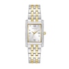 Thumbnail Image 1 of Ladies' Caravelle by Bulova Crystal Accent Two-Tone Watch with Rectangular Dial (Model: 45L191)