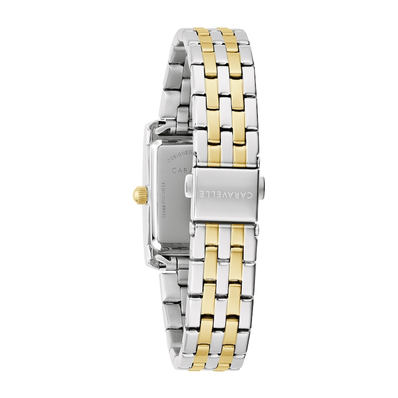 Main Image 3 of Ladies' Caravelle by Bulova Crystal Accent Two-Tone Watch with Rectangular Dial (Model: 45L191)