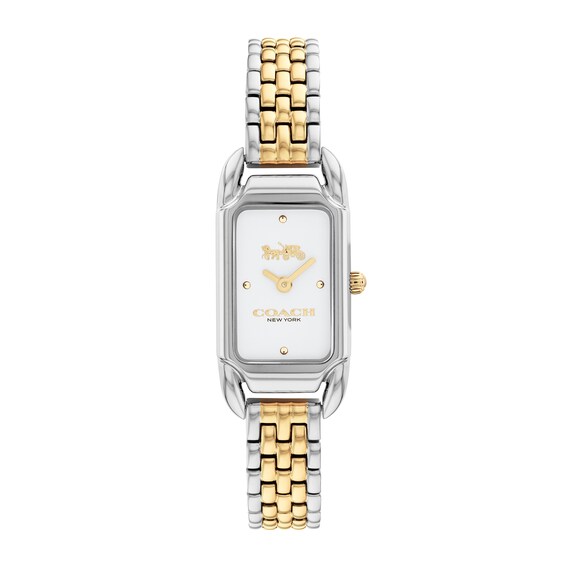 Ladies' Coach Cadie Two-Tone Watch with Rectangular White Dial (Model: 14504172)