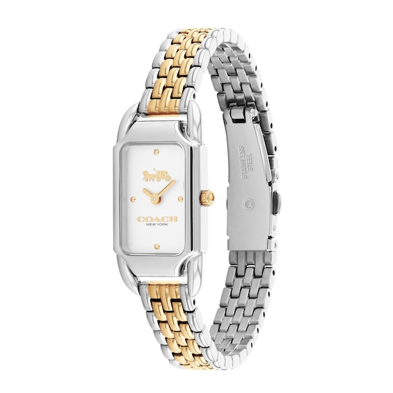Ladies' Coach Cadie Two-Tone Watch with Rectangular White Dial (Model: 14504172)