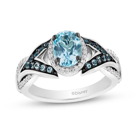 Collector's Edition Enchanted Disney The Little Mermaid Blue Topaz and Diamond Karina Ring in Sterling Silver