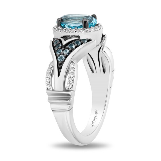 Collector's Edition Enchanted Disney The Little Mermaid Blue Topaz and Diamond Karina Ring in Sterling Silver