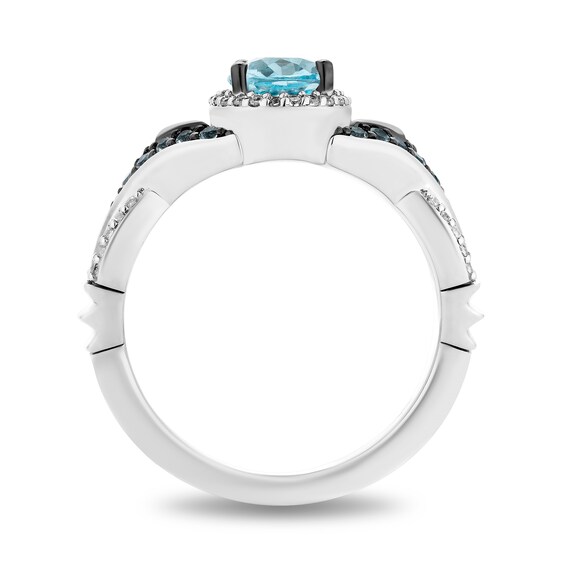 Collector's Edition Enchanted Disney The Little Mermaid Blue Topaz and Diamond Karina Ring in Sterling Silver