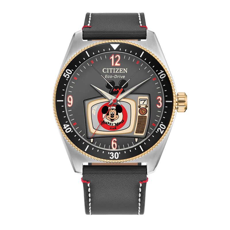 Citizen Eco-Drive® Disney Collector's Edition 100th Anniversary Mickey Mouse Club Black Strap Watch (Model: AW1794-47W)