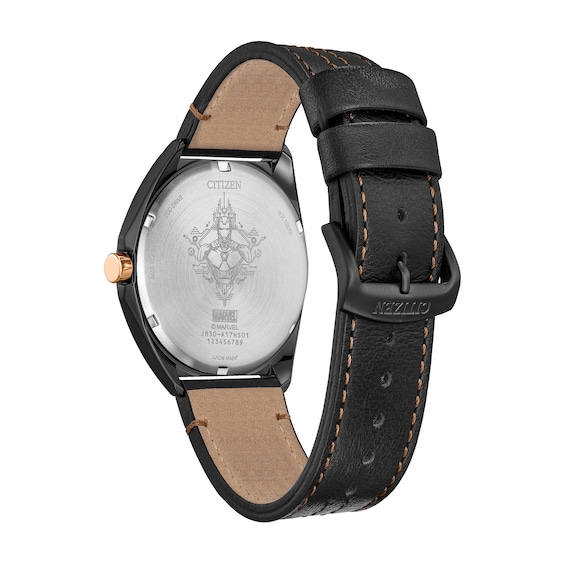 Men's Citizen Eco-DriveÂ® Â©Marvel Tony Stark Black IP Strap Watch with Arc Reactor Dial (Model: Aw2075-05W)