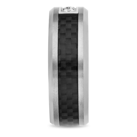 1/6 CT. T.w. Diamond Black Carbon Fiber Beveled Edge Band Tungsten