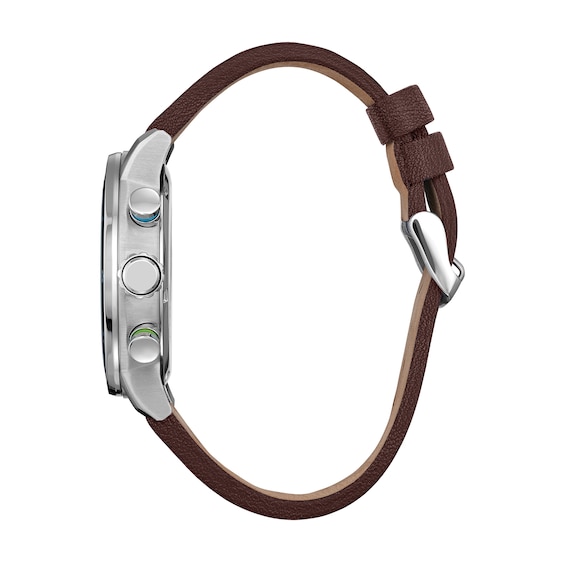 Men's Citizen Eco-Drive® Star Wars™ Luke Skywalker™ Brown Strap Chronograph Watch with Blue Dial (Model: Ca0768-07W)