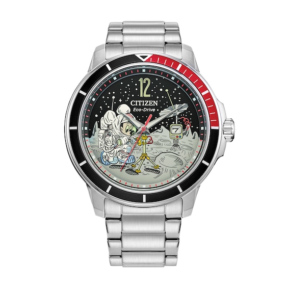 Men's Citizen Eco-Drive® Disney Astronaut Mickey Silver-Tone Watch (Model: Aw1709-54W)