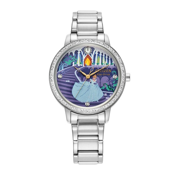 Ladies' Citizen Eco-DriveÂ® Disney Cinderella Crystal Accent Watch and Pin Box Set (Model: Fe7041-51W)