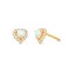 Thumbnail Image 1 of Child's 3.0mm Cabochon Lab-Created Opal and Cubic Zirconia Frame Heart Stud Earrings in 14K Gold