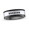 Thumbnail Image 0 of Men's 1/15 CT. T.W. Black Diamond Brushed Center Band in Black Ion-Plated Tungsten