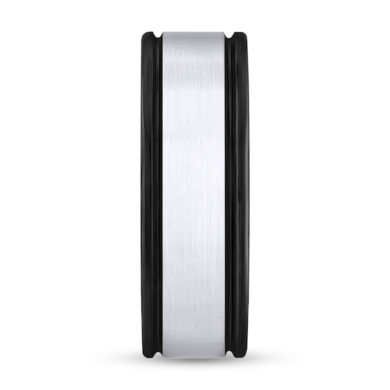 1/15 CT. T.w. Black Diamond Brushed Center Band Ion-Plated Tungsten