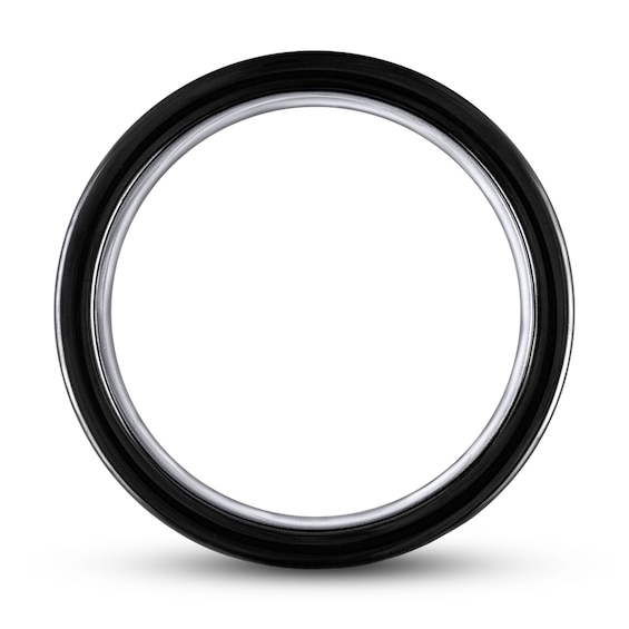 1/15 CT. T.w. Black Diamond Brushed Center Band Ion-Plated Tungsten