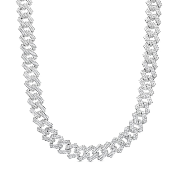 Men's 10 CT. T.w. Diamond Squared Curb Chain Necklace in 10K White Gold - 22"