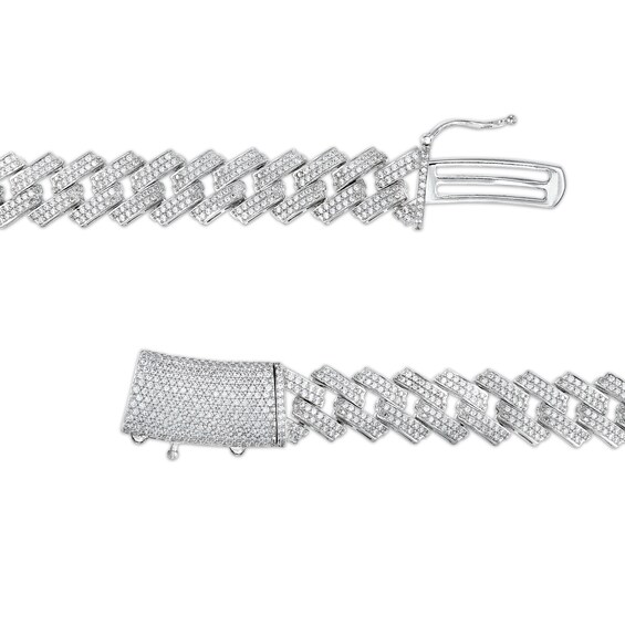 Men's 10 CT. T.w. Diamond Squared Curb Chain Necklace in 10K White Gold - 22"