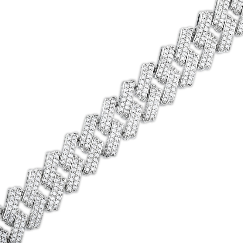 Men's 4 CT. T.W. Diamond Squared Curb Chain Bracelet in 10K White Gold - 8.5"