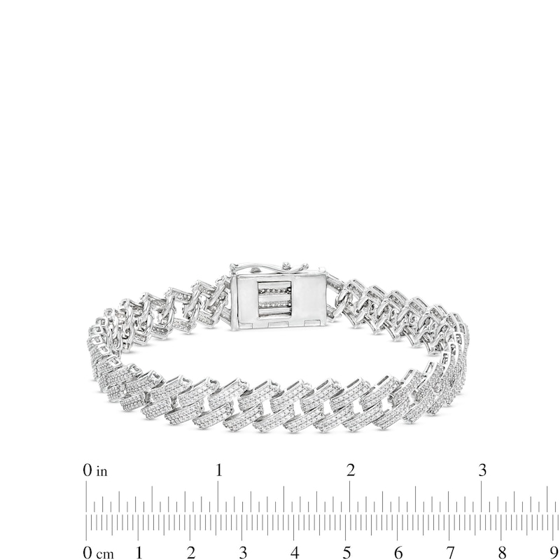 Main Image 4 of Men's 4 CT. T.W. Diamond Squared Curb Chain Bracelet in 10K White Gold - 8.5"