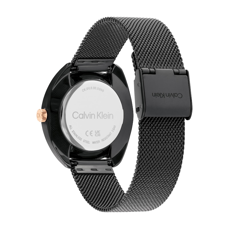 Main Image 3 of Ladies' Calvin Klein Two-Tone IP Mesh Watch with Black Dial (Model: 25200272)