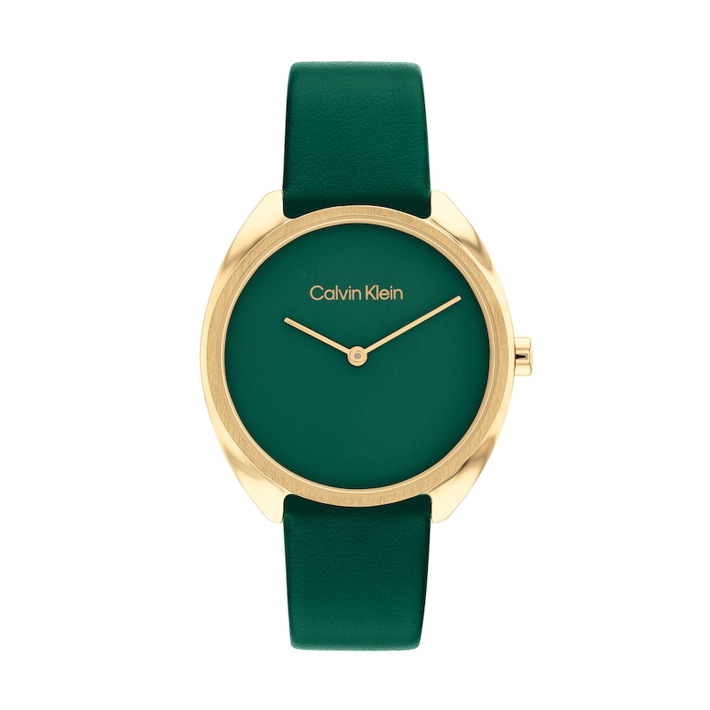 Ladies\' Calvin Klein Gold-Tone IP Strap 25200273) | Green Watch Leather Zales (Model