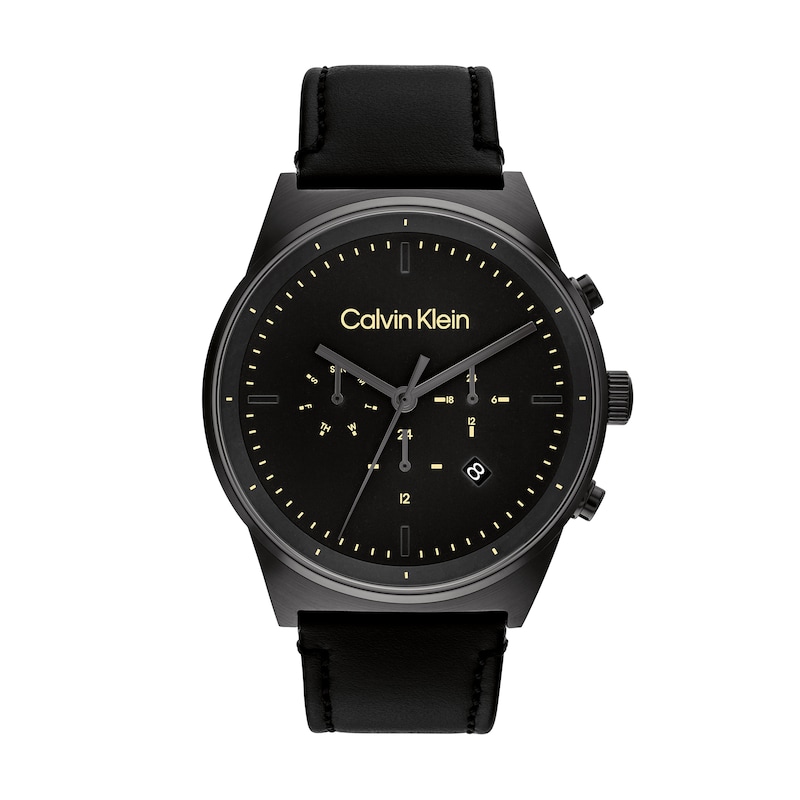 Men's Calvin Klein Black Leather Strap Chronograph Watch (Model: 25200298)