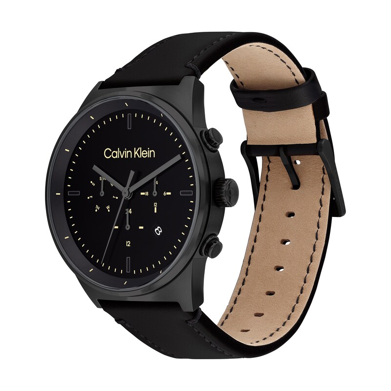 Main Image 2 of Men's Calvin Klein Black Leather Strap Chronograph Watch (Model: 25200298)