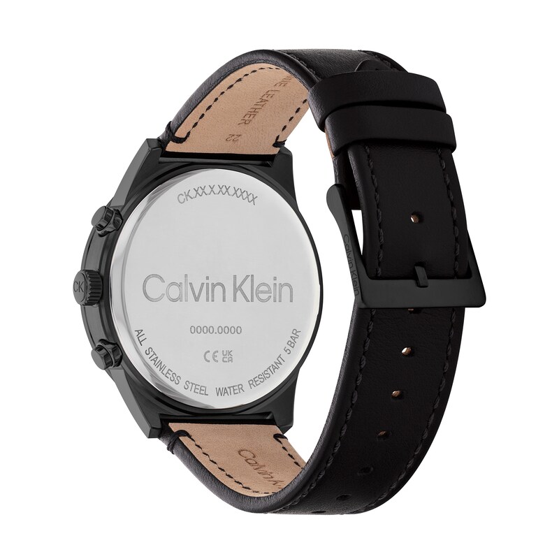 Main Image 3 of Men's Calvin Klein Black Leather Strap Chronograph Watch (Model: 25200298)