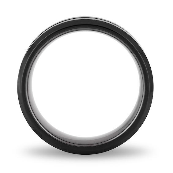 8.0mm Engravable Hammered Stripe Wedding Band in Tungsten with Black and Copper Ion Plate