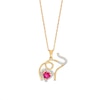 Thumbnail Image 1 of Heart-Shaped Lab-Created Ruby and 1/10 CT. T.W. Diamond Elephant Calf Pendant in Sterling Silver with 14K Gold Plate