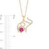 Thumbnail Image 2 of Heart-Shaped Lab-Created Ruby and 1/10 CT. T.W. Diamond Elephant Calf Pendant in Sterling Silver with 14K Gold Plate
