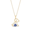 Thumbnail Image 1 of Heart-Shaped Blue Lab-Created Sapphire and 1/10 CT. T.W. Diamond Puppy Pendant in Sterling Silver with 14K Gold Plate