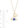 Thumbnail Image 3 of Heart-Shaped Blue Lab-Created Sapphire and 1/10 CT. T.W. Diamond Puppy Pendant in Sterling Silver with 14K Gold Plate