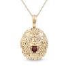 Thumbnail Image 1 of Men's Garnet and Diamond Accent Lion's Head Pendant in 10K Gold - 22"