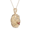 Thumbnail Image 2 of Men's Garnet and Diamond Accent Lion's Head Pendant in 10K Gold - 22"