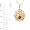 Thumbnail Image 4 of Men's Garnet and Diamond Accent Lion's Head Pendant in 10K Gold - 22"