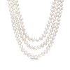 Thumbnail Image 1 of Freshwater Cultured Pearl Triple Strand Necklace with Floral Sterling Silver Clasp-19"