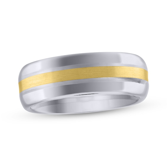 7.0mm Center Stripe Band Tungsten and 10K Gold