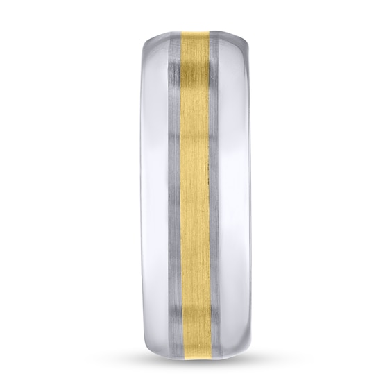 7.0mm Center Stripe Band Tungsten and 10K Gold