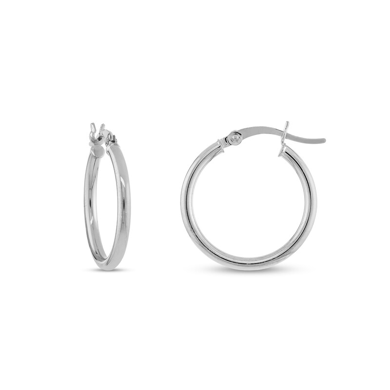 Main Image 2 of Essentials Polished Multi-Size Tube Hoop Earrings Set in 10K White Gold