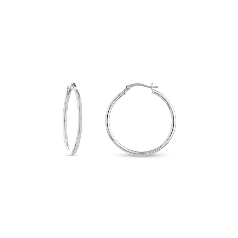 Main Image 4 of Essentials Polished Multi-Size Tube Hoop Earrings Set in 10K White Gold