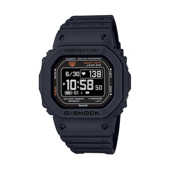 Men's Casio G-Shock Solar Powered Digital Black Resin Strap Watch with Octagonal Black Dial (Model: Dwh5600-1)