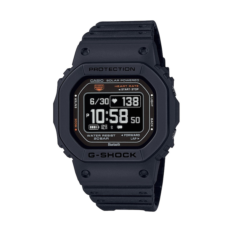Main Image 1 of Men's Casio G-Shock Solar Powered Digital Black Resin Strap Watch with Octagonal Black Dial (Model: DWH5600-1)