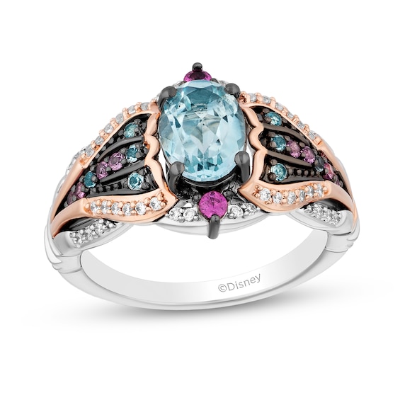 Collector's Edition Enchanted Disney The Little Mermaid Multi-Gemstone and Diamond Caspia Ring in Sterling Silver